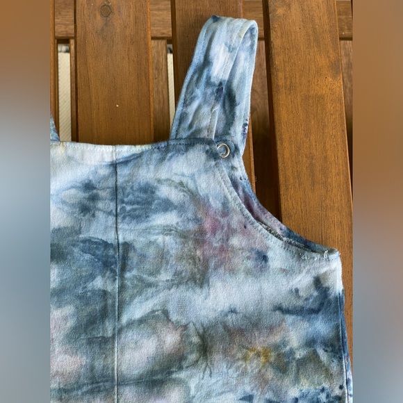 Boho Baby: One of a Kind Iced Dyed Overalls Romper 24m Blue/Green/Brown/Purple - Picture 8 of 14